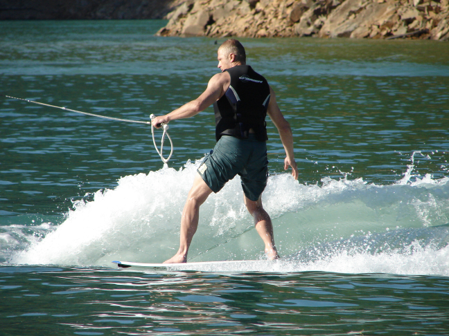 Greg wake surfing