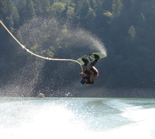 Mark doing a wakeboard invert